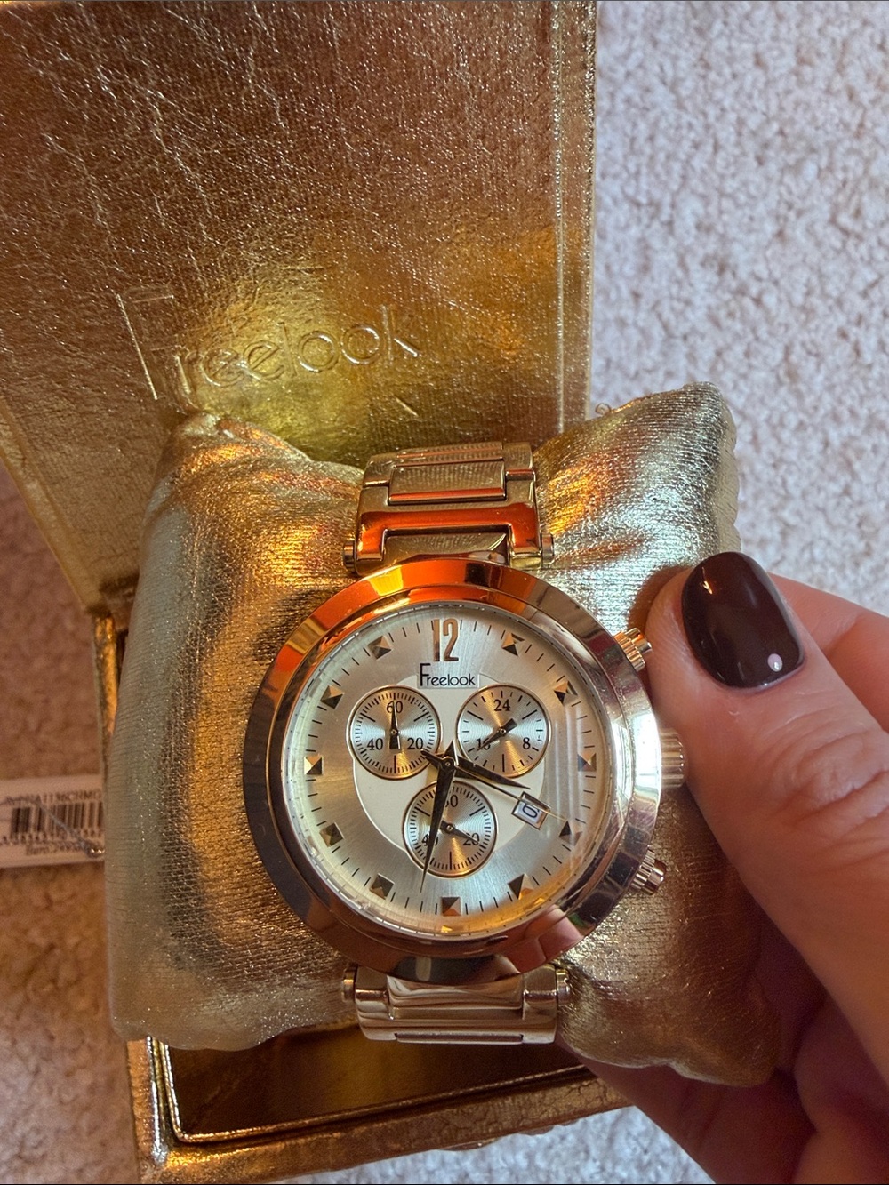 Michele Gold Stainless Steel Chronograph Watch